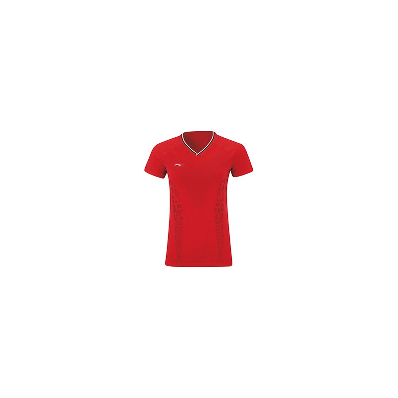 Badminton T-shirt - Red Leopard WC19 Women XXL
