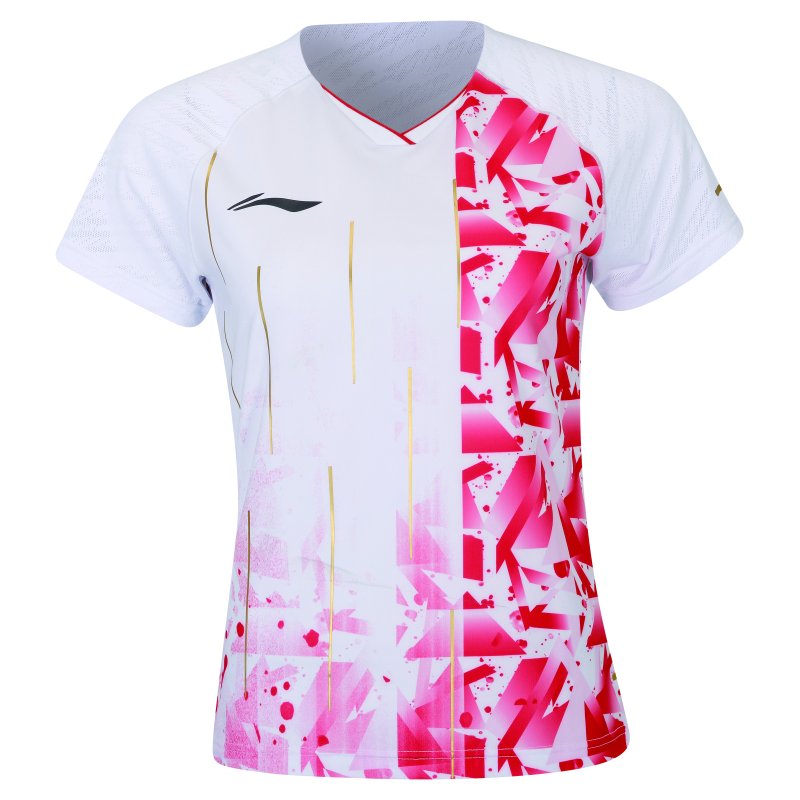Badminton T-shirt - Flakes White/Red Exclusive Dame