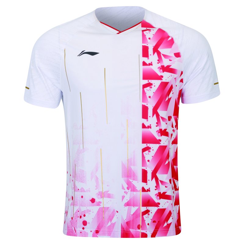 UNISEX Badminton T-shirt - Flakes White/Red Exclusive