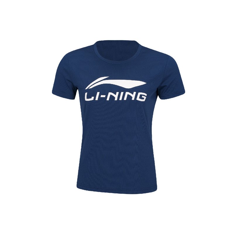 Badminton T-shirt - Logo Dark Blue Dame