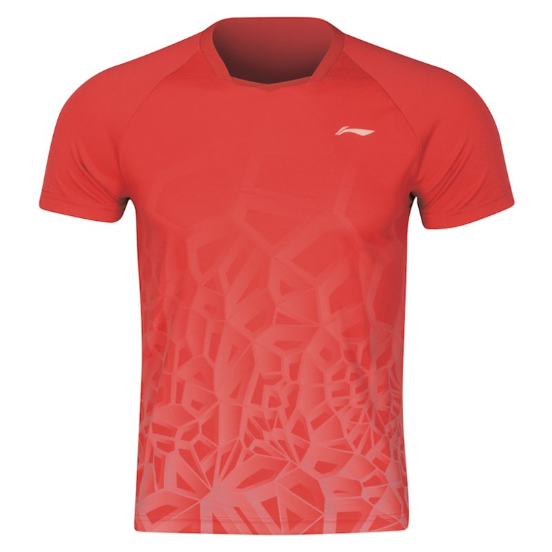 Badminton T-shirt - Team Structure Red/White - UNISEX