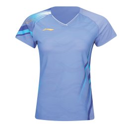 WOMENS Badminton T-shirt - Side Effect Light Blue