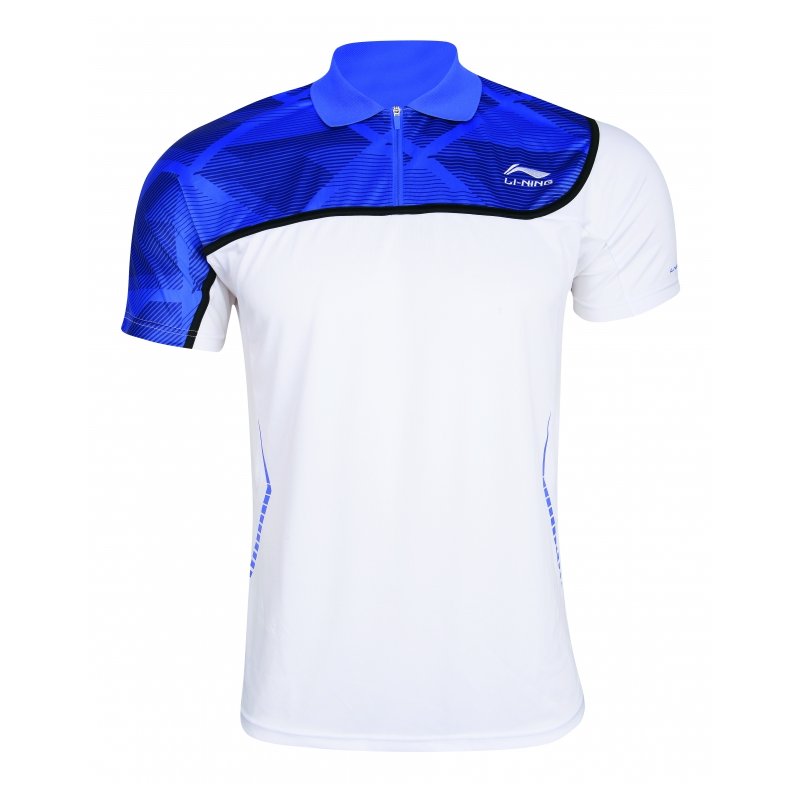 Badminton Polo - White &amp; Blue